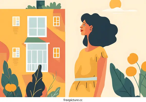 Woman Standing Near Building in Summer