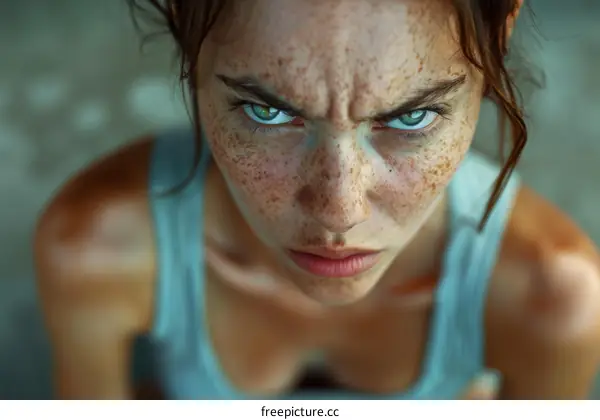 Close-up Portrait of a Woman with an Intense Expression