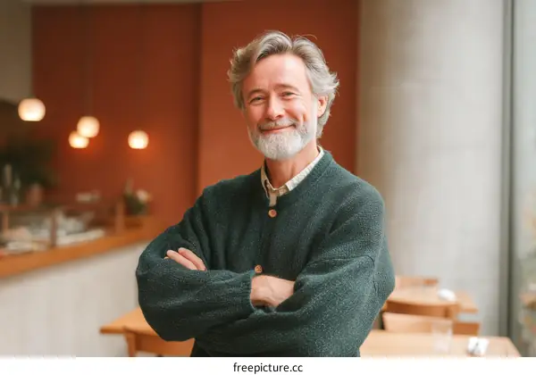 Confident Senior Male in Cafe Setting