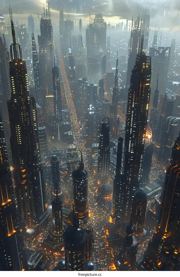 Futuristic Cityscape Aerial View Illustration