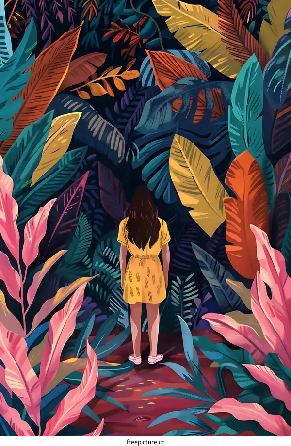 A Woman Standing In A Lush Jungle