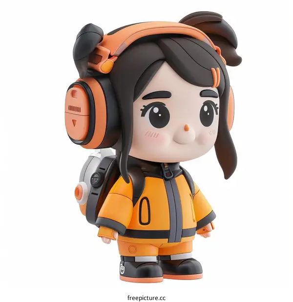 3D model of a chibi girl wearing a spacesuit