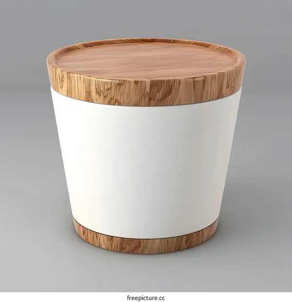 White Ceramic Container With Wooden Lid Mockup