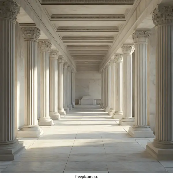 Ancient Roman Columns Hallway Architecture Interior Design