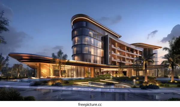 Modern Hotel Architecture at Dusk