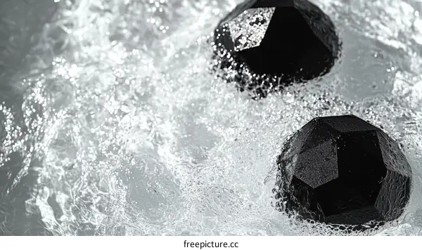 Abstract Black Geometric Shapes in Water