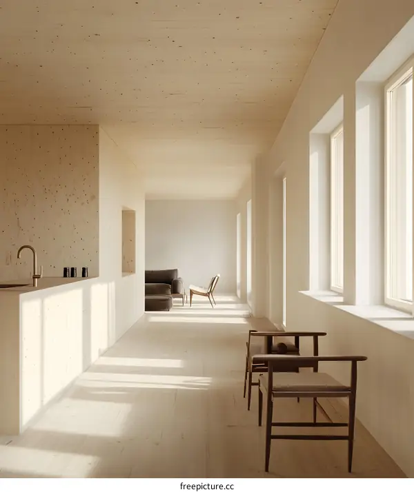 Minimalist Modern Interior Design With Wooden Walls And Floor