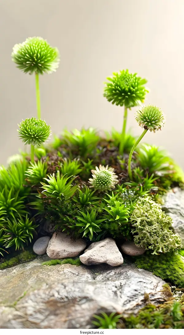 Green Moss and Rocks  Nature Landscape