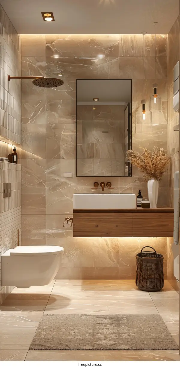 Modern Beige Bathroom Interior Design
