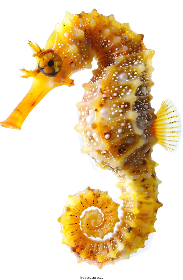 A yellow and white seahorse