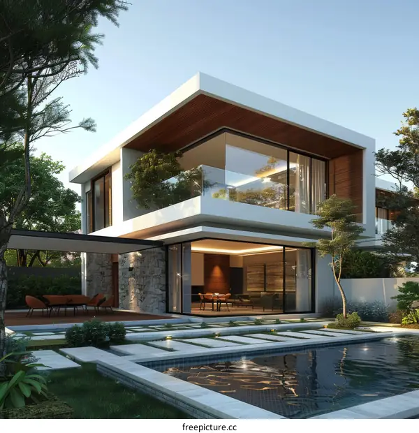 Modern Villa Exterior Design with Pool Area