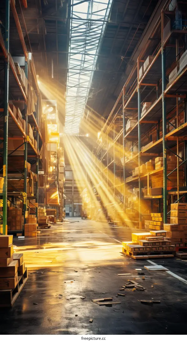 Sunlight Streaming Through Warehouse Roof