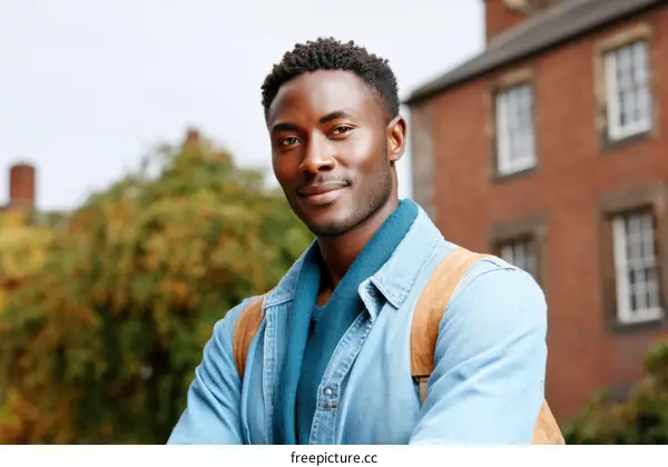 Young Black Male Outdoors in Urban Setting