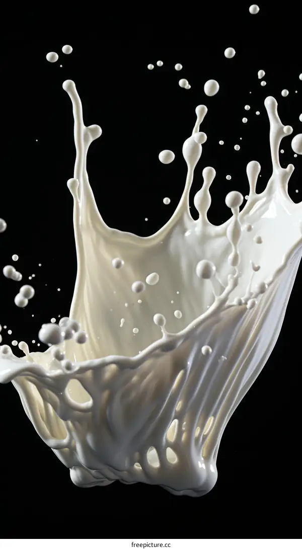 Milk Splashing Against Black Background