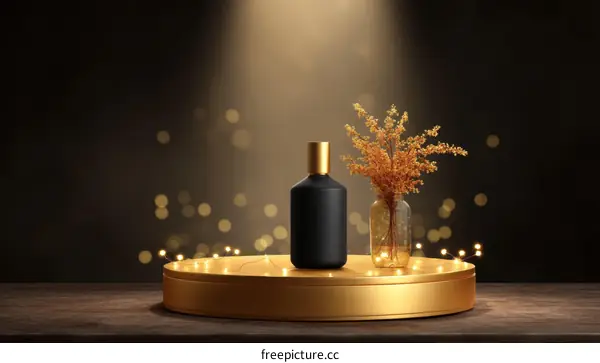 Luxury Display of Black Bottle with Dried Flowers
