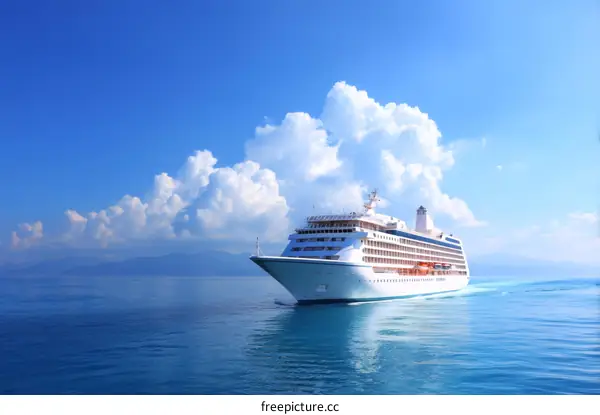 Luxury Cruise Ship Sailing on a Sunny Day