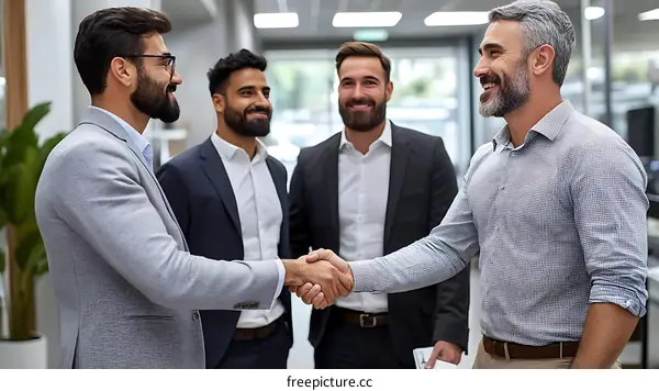 Business Dealmaking in Office Corridor