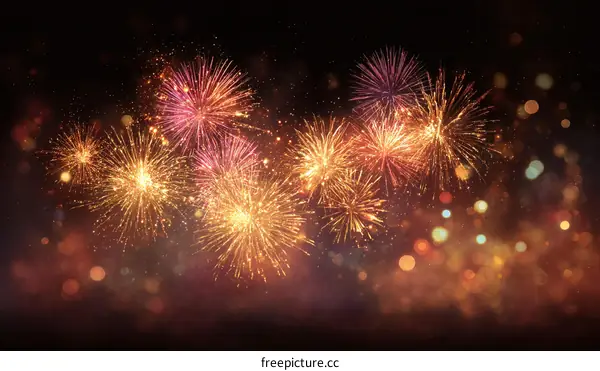 Beautiful Fireworks Display in the Night Sky