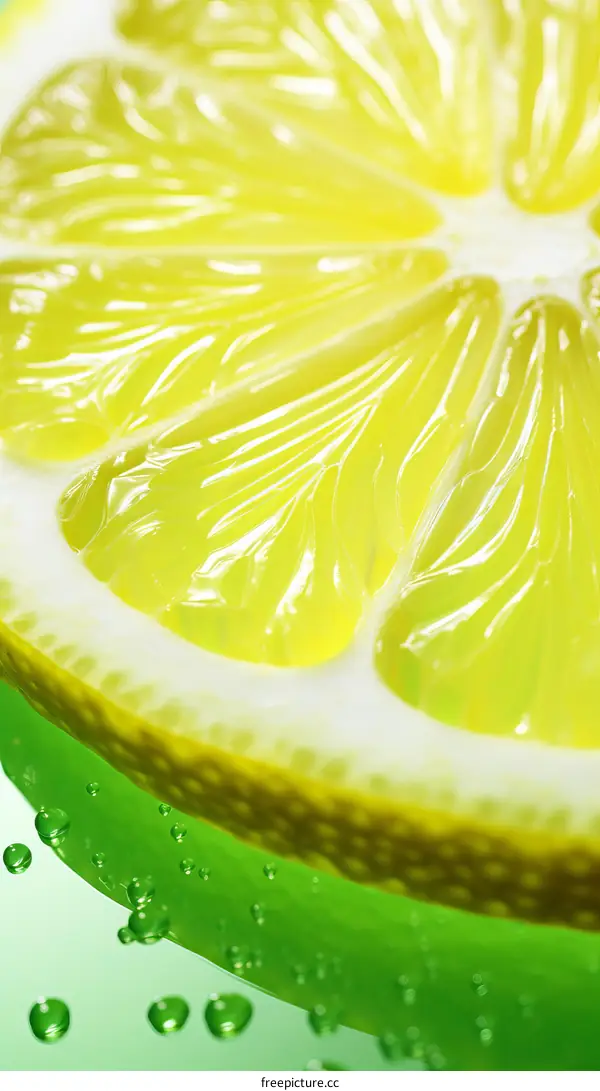 Macro photography of a lemon wedge