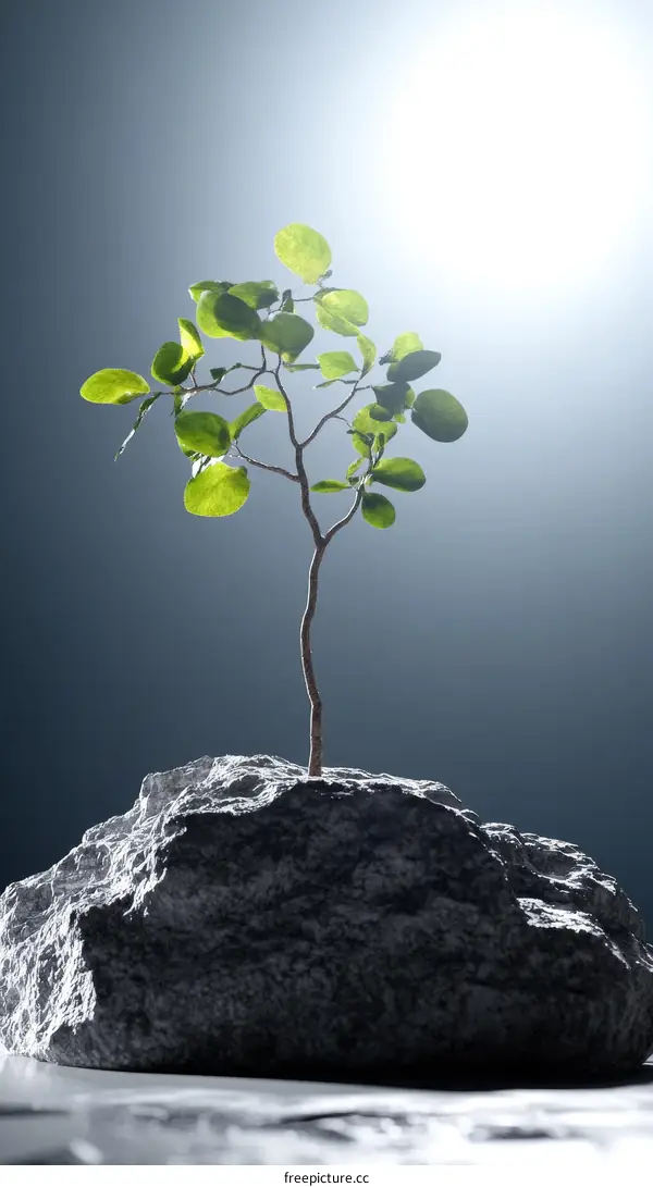 Tiny Tree Emerging from a Rock