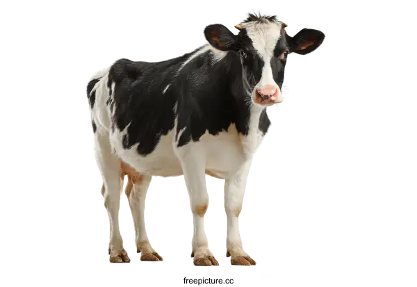 [Transparent Background PNG]Black and White Cow Isolated on White Background