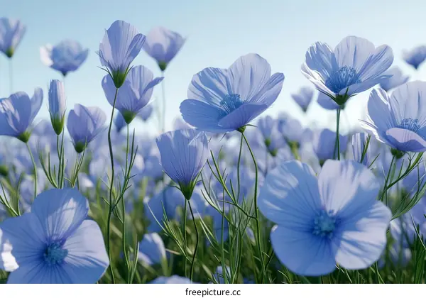 field of blue flax flowers