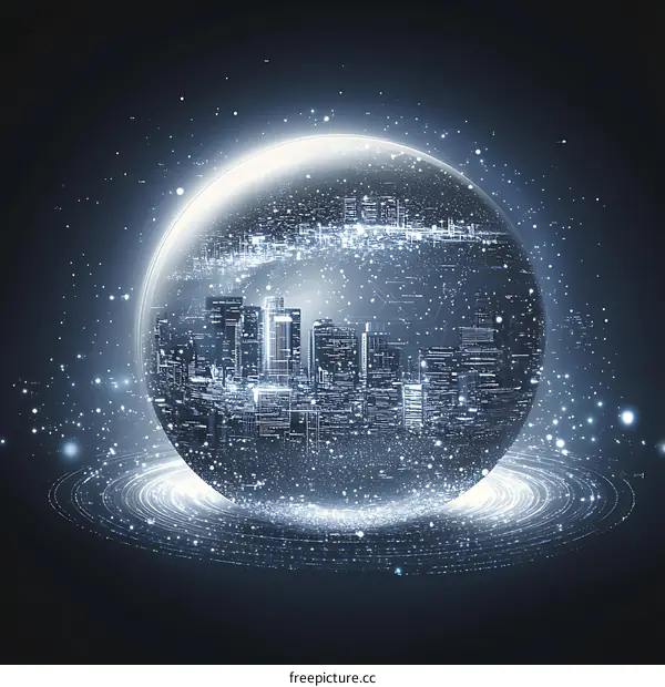 Digital City Sphere Abstract Art