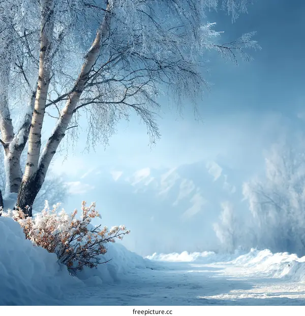 Winter Wonderland Frozen Birch Trees