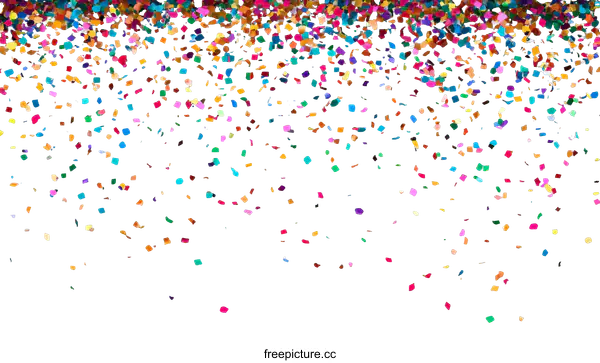 [Transparent Background PNG]Colorful Confetti Falling on White Background