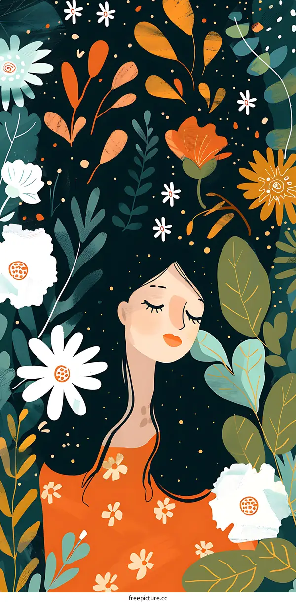 Woman Surrounded By Flowers