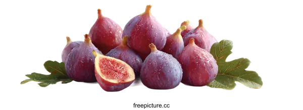 [Transparent Background PNG]Fresh Figs with Water Drops on White Background