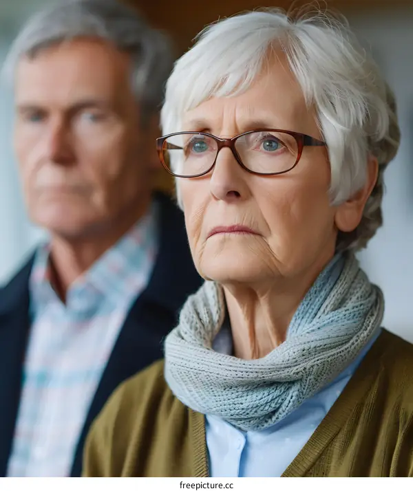 Elderly Couple Looking Away From Camera