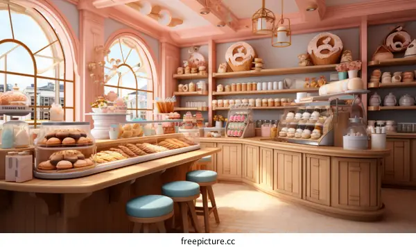 European style bakery shop interior