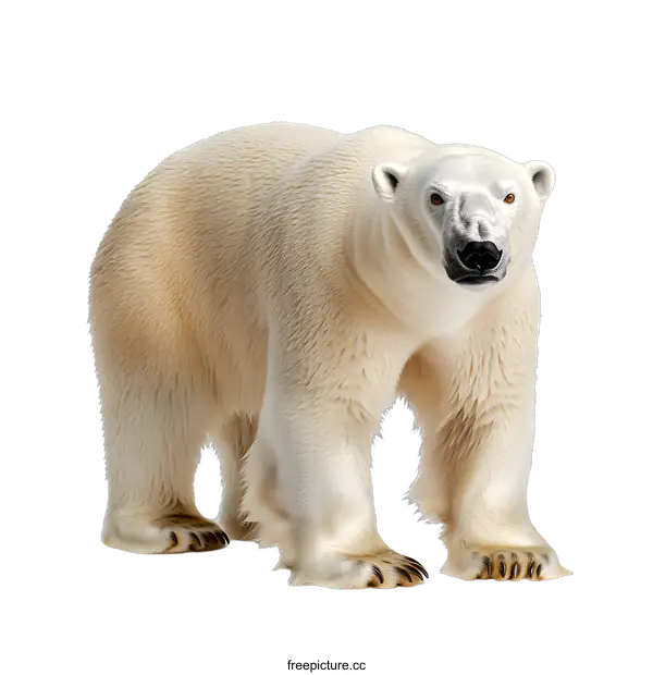[Transparent Background PNG]Close Up of a Polar Bear Standing on White Background