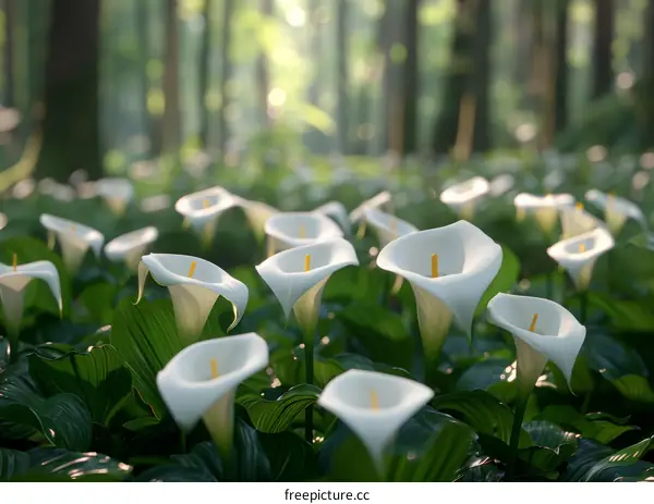 Calla lilies in the forest