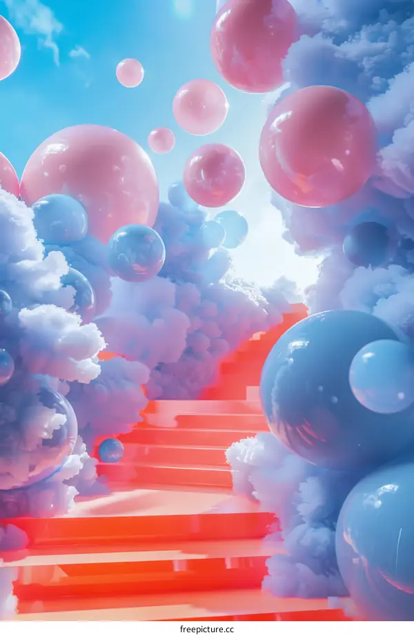 Abstract Colorful Bubble Stairway Illustration