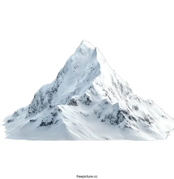 [Transparent Background PNG]Snow-Covered Mountain Peak Landscape Illustration