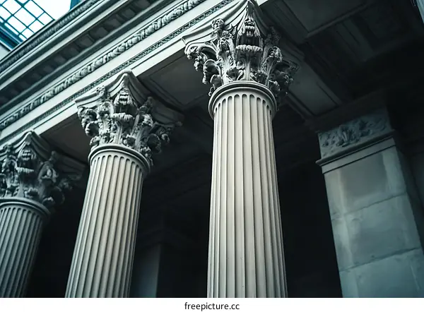 Close Up View of Ornate Columns