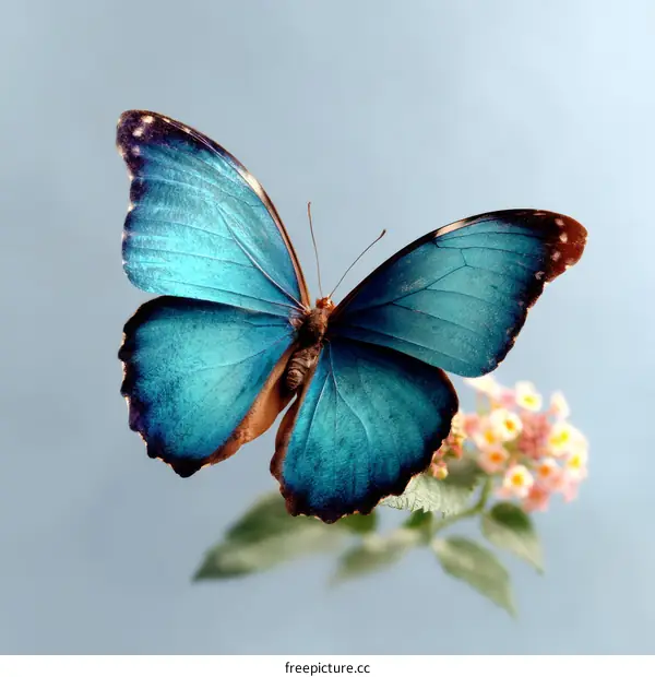 Beautiful Teal Butterfly in Flight