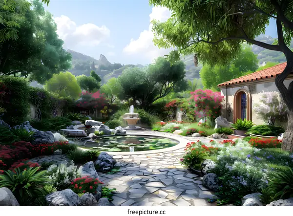 Tuscany countryside villa garden landscape