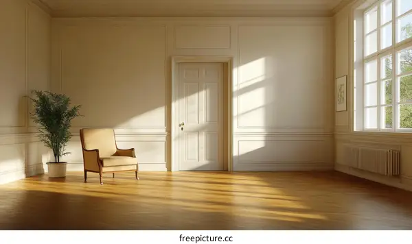 Empty Classic Interior Room with Sunlight