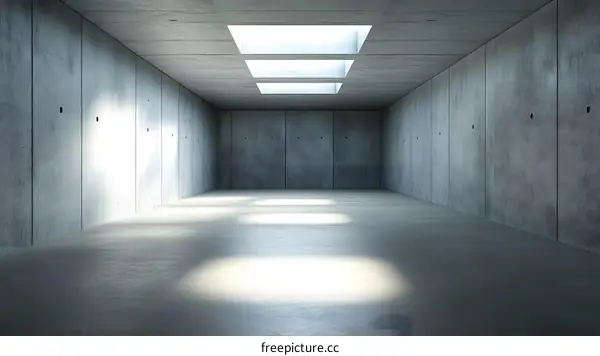 Empty Concrete Room with Skylights
