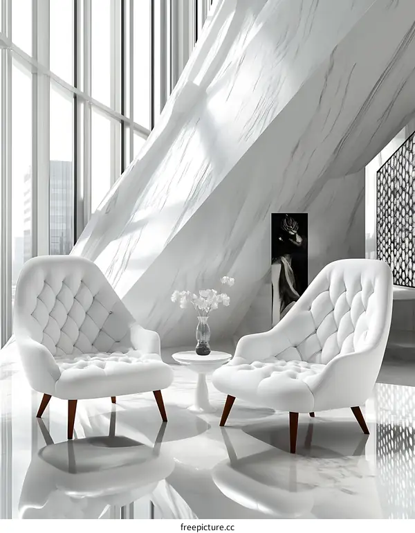 Modern White Armchairs in a Contemporary Interior