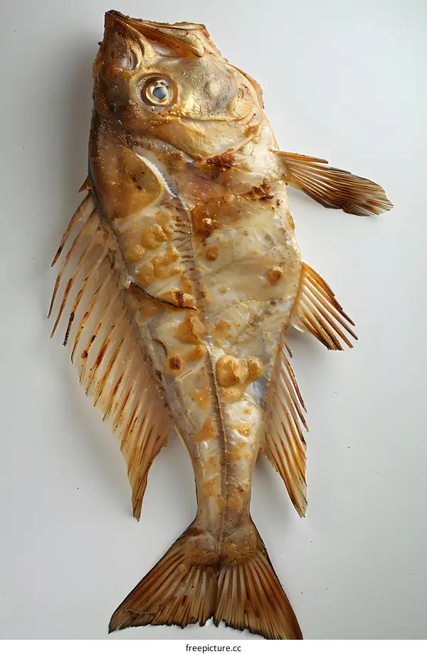 Grilled Fish on White Background