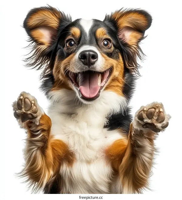 Happy Dog Raising Paw Close Up