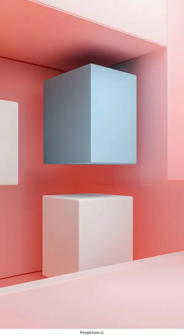 Abstract Geometric Shapes Pastel Colors 3D Illustration