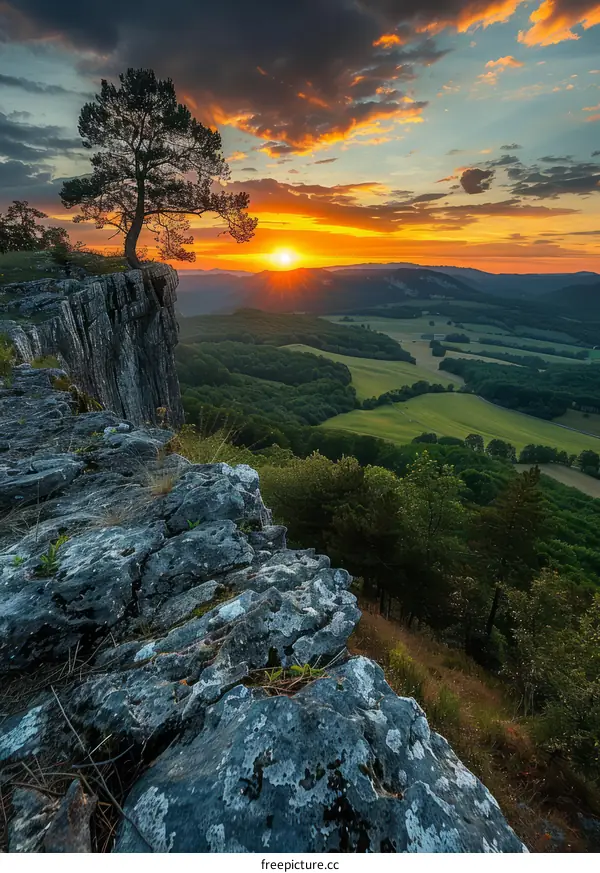 Amazing sunset over the mountains