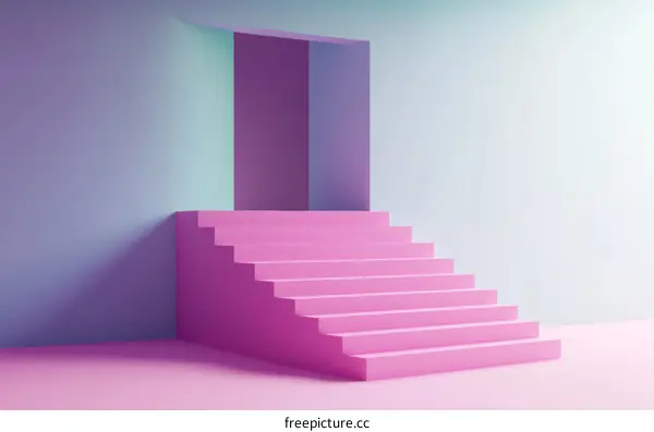 Abstract Pastel Pink Stairway Interior Design