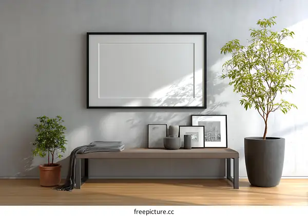 Modern Minimalist Home Decor Mockup with Empty Frame