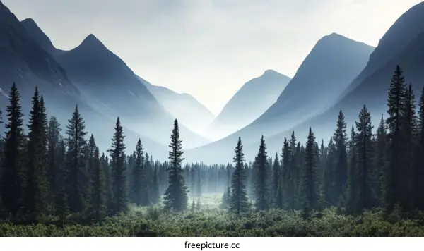 Misty Mountain Valley Landscape